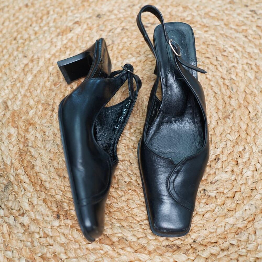 Marco Leather Slingback Heels Black EU 35